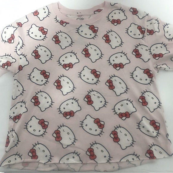 Hello Kitty Cropped Tee Shirt Crewneck Short Sleeve Tee Shirt Size S NWOT - Picture 1 of 4